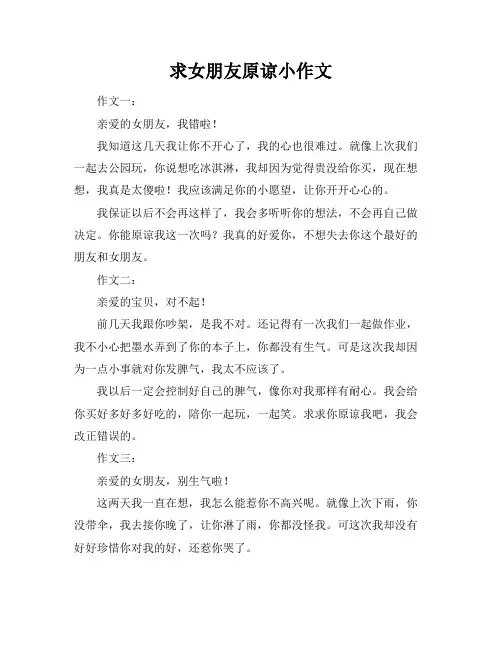 求女朋友原谅小作文