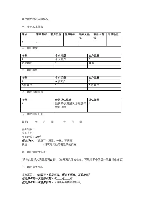 客户维护统计表格模板