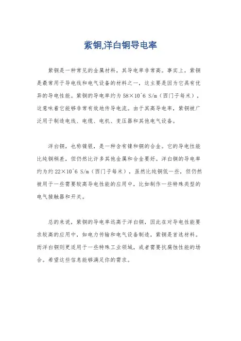 紫铜,洋白铜导电率