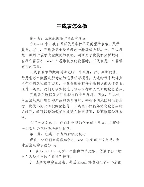 三线表怎么做