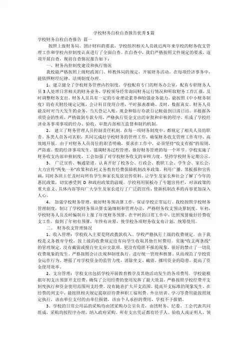 学校财务自检自查报告优秀5篇