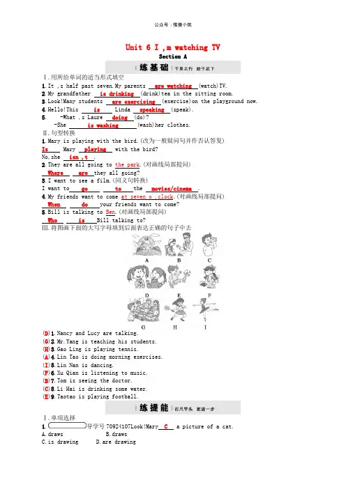 七年级英语下册Unit6I’mwatchingTV课后练习1新版人教新目标版