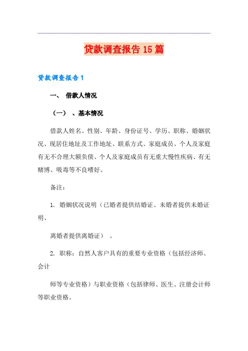 贷款调查报告15篇