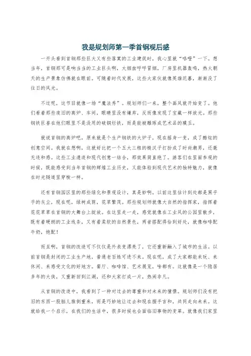 我是规划师第一季首钢观后感