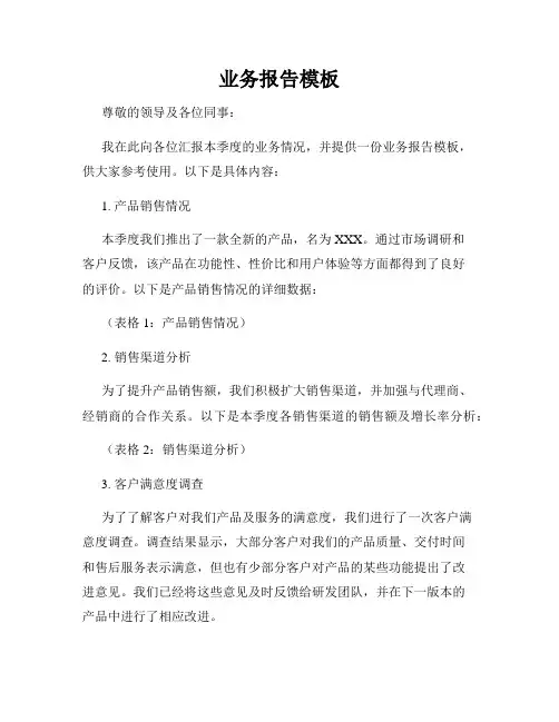 业务报告模板