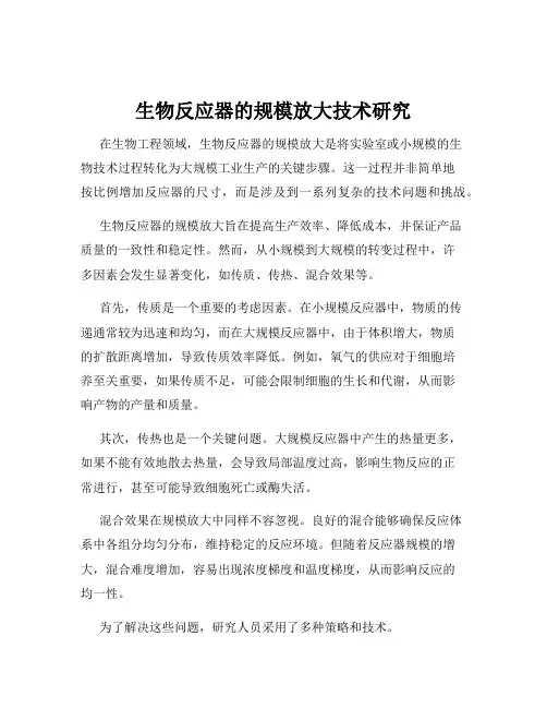 生物反应器的规模放大技术研究