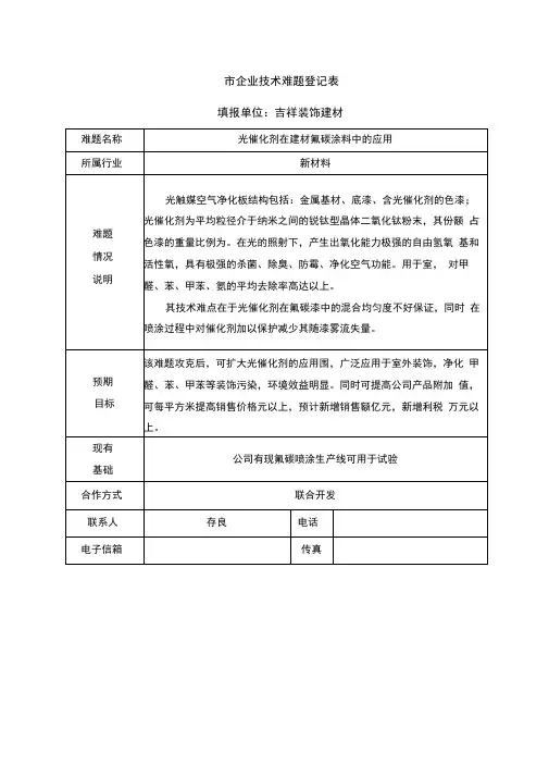 临沂市企业技术难题登记表