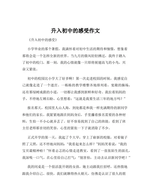 升入初中的感受作文