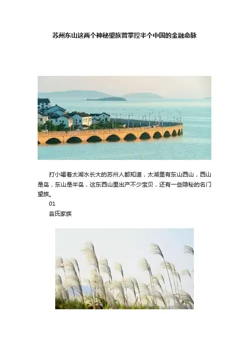 苏州东山这两个神秘望族曾掌控半个中国的金融命脉