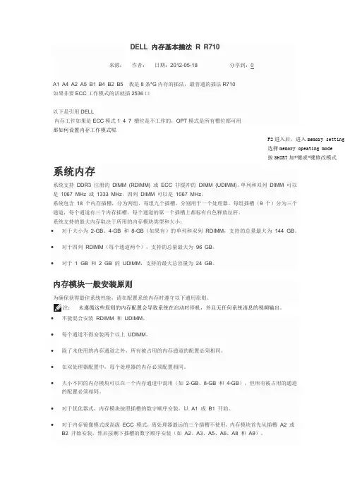 DELL 内存基本插法 R R710