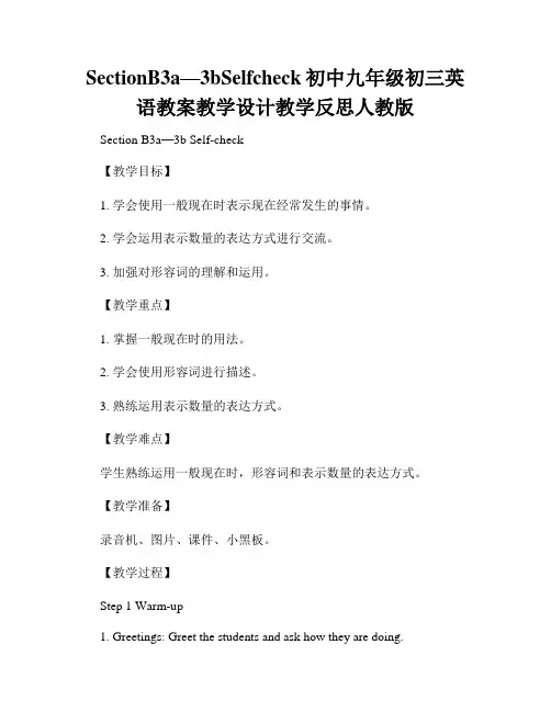 SectionB3a—3bSelfcheck初中九年级初三英语教案教学设计教学反思人教版