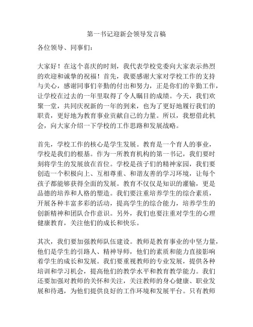 第一书记迎新会领导发言稿
