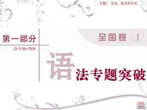 2016版《优化方案》高考英语(新课标全国卷Ⅰ)二轮复习课件：专题1 名词、冠词和代词