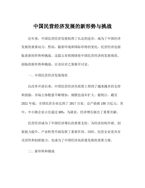 中国民营经济发展的新形势与挑战
