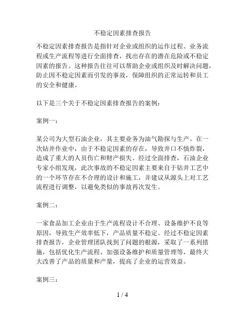 不稳定因素排查报告