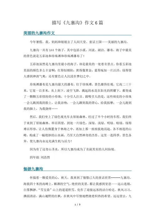 描写《九寨沟》作文6篇