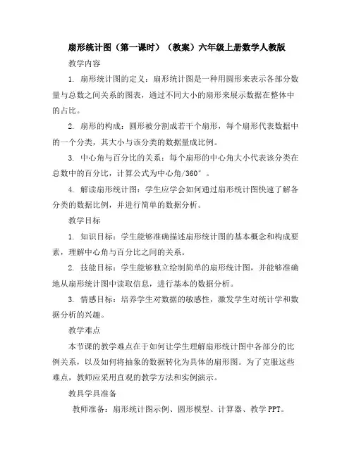 扇形统计图(第一课时)(教案)-六年级上册数学人教版