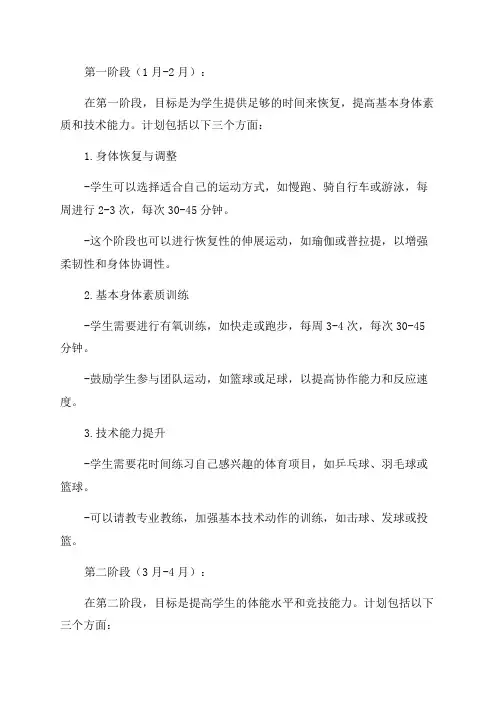 2024年九年级学生体育中考训练计划