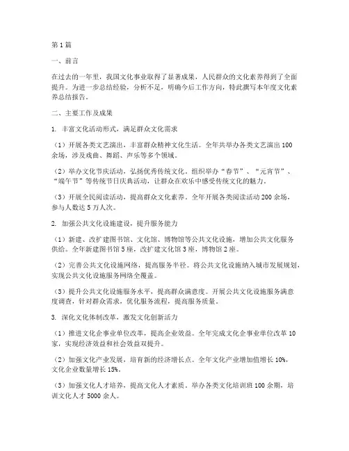 文化素养年度总结报告(3篇)