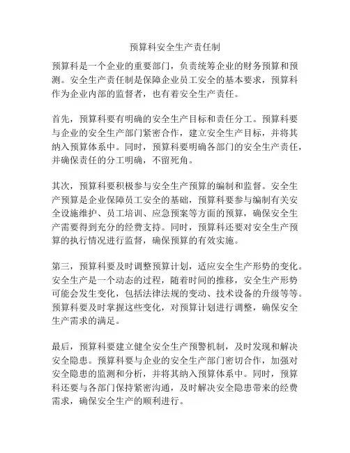 预算科安全生产责任制