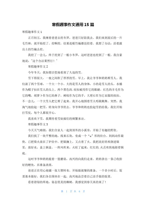寒假趣事作文通用15篇