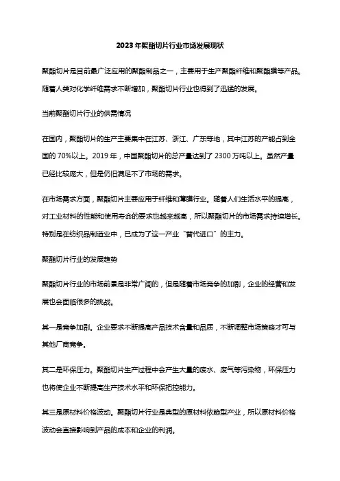 2023年聚酯切片行业市场发展现状