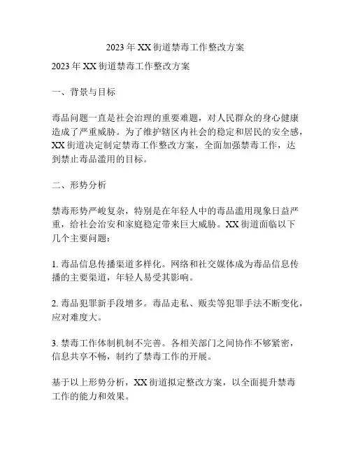 2023年XX街道禁毒工作整改方案