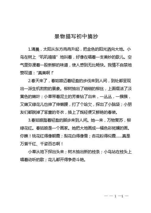 景物描写初中摘抄