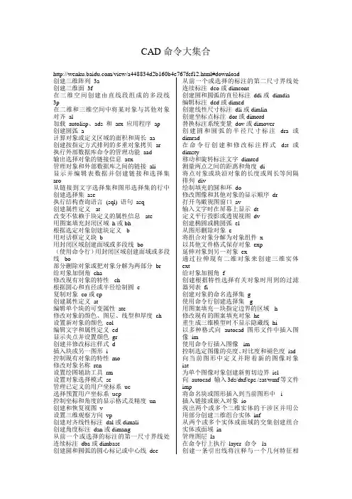 CAD命令中文解释大集合
