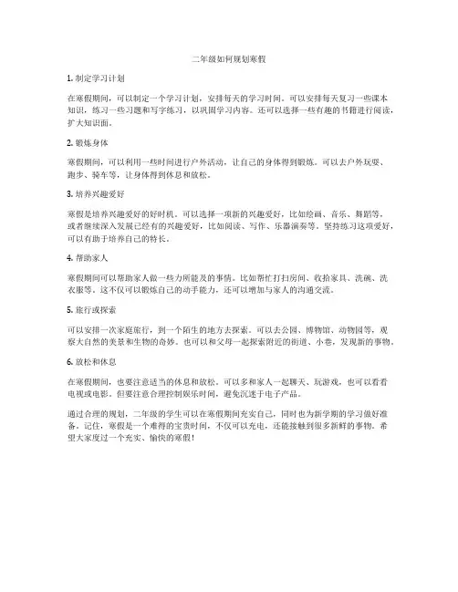 二年级如何规划寒假