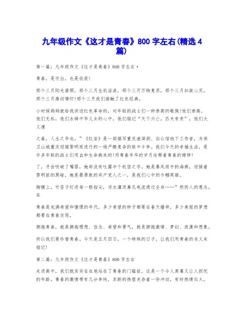 九年级作文《这才是青春》800字左右(精选4篇)