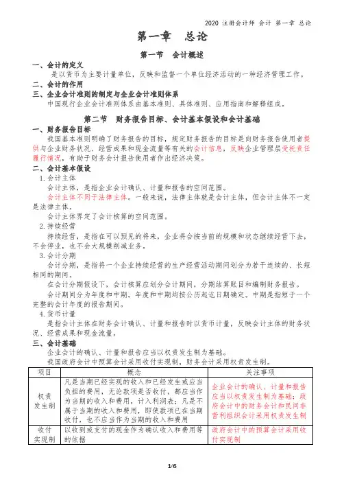 2020注会-会计-讲义-第01章 总论2-4讲