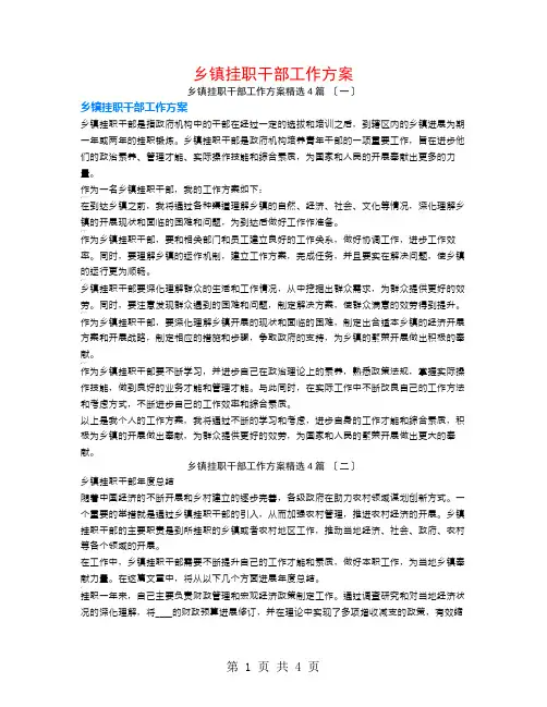 乡镇挂职干部工作计划4篇