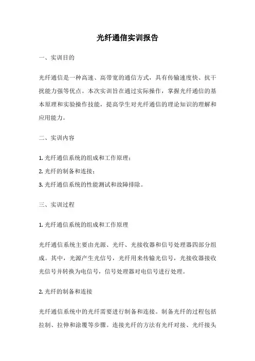 光纤通信实训报告