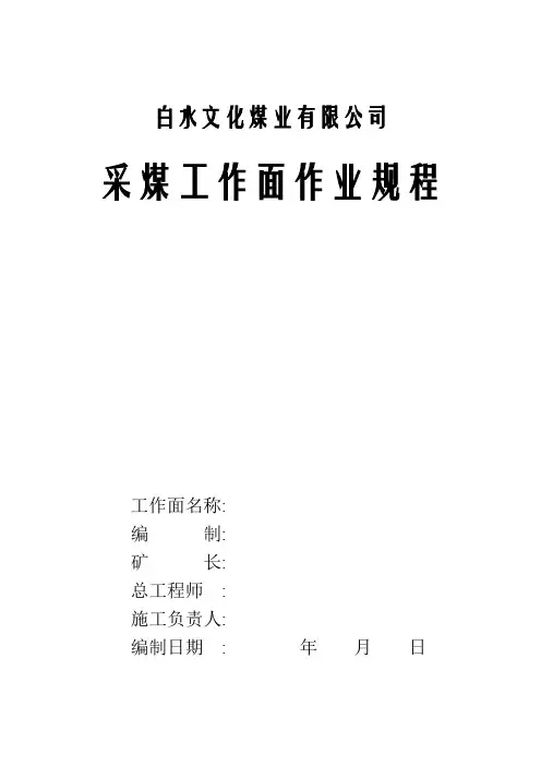 炮采工作面作业规程