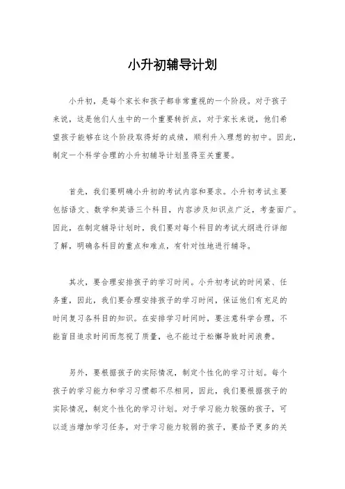 小升初辅导计划