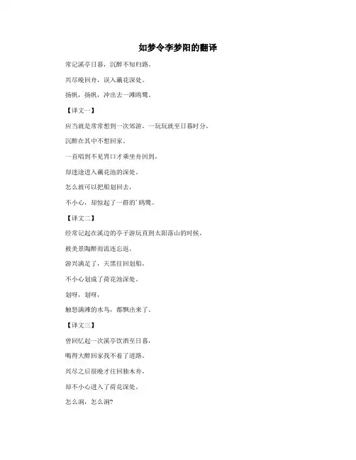 如梦令李梦阳的翻译