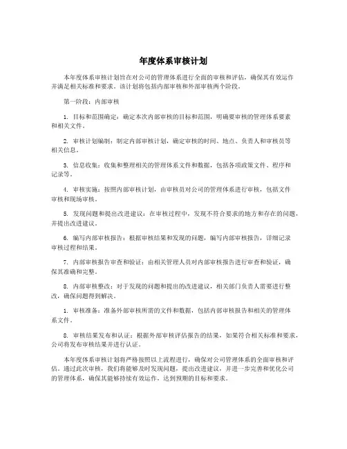 年度体系审核计划