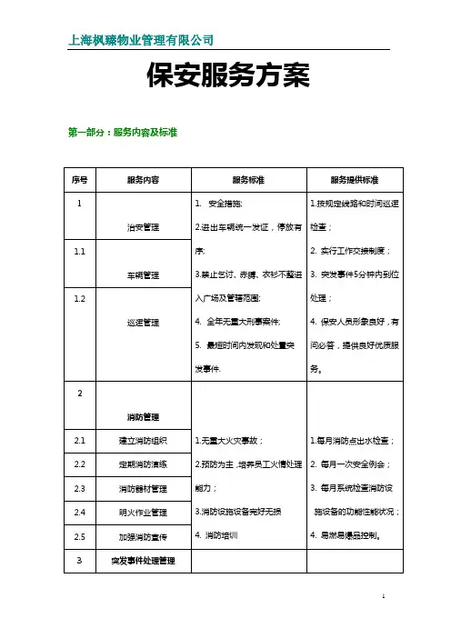 保安服务标准