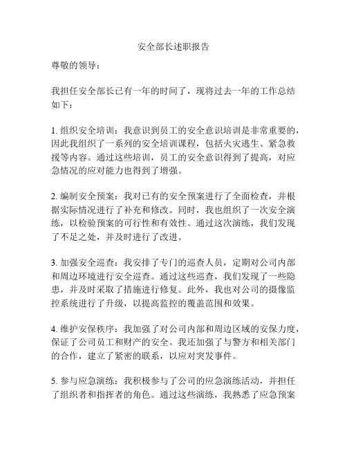 安全部长述职报告