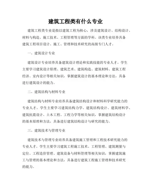 建筑工程类有什么专业