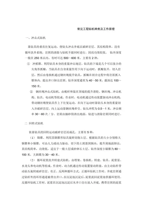常见工程钻机种类及工作原理