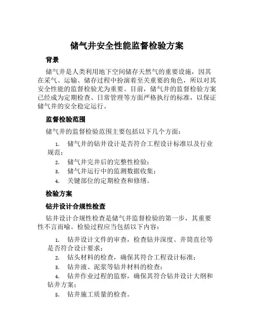 储气井安全性能监督检验方案范本