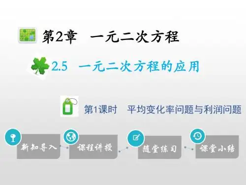 2.5一元二次方程的应用  第1课时平均变化率问题与利润问题