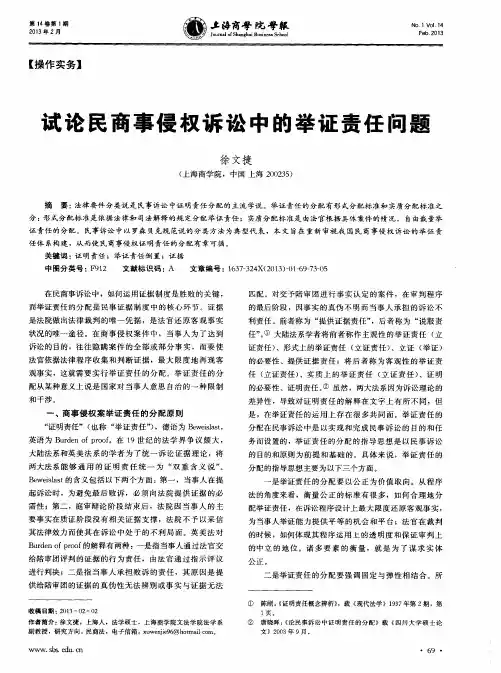试论民商事侵权诉讼中的举证责任问题