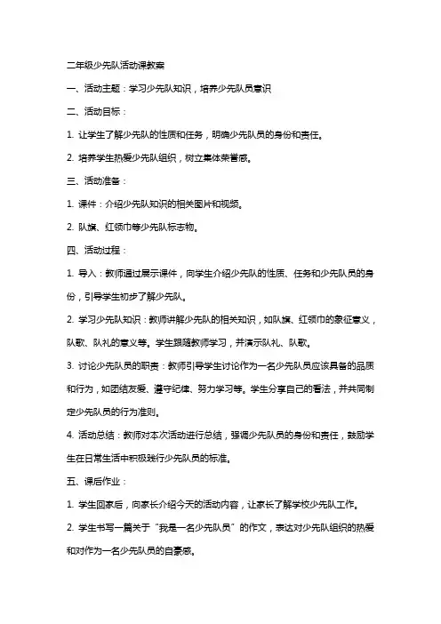 二年级少先队活动课教案
