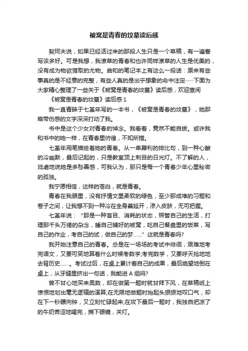 被窝是青春的坟墓读后感