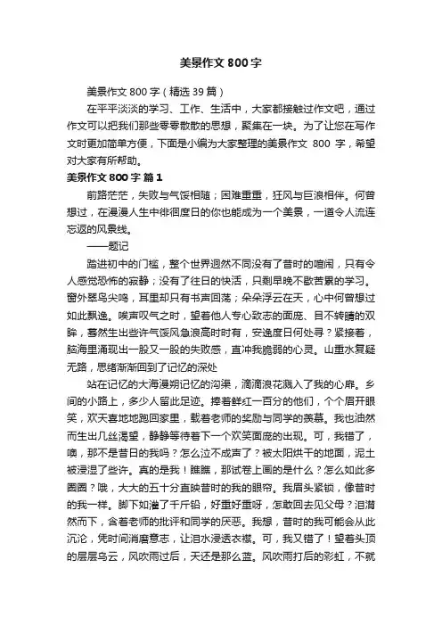 美景作文800字（精选39篇）