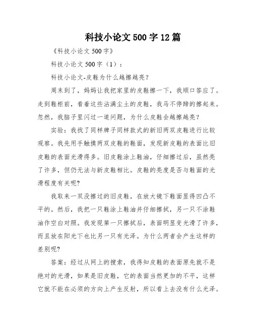 科技小论文500字12篇