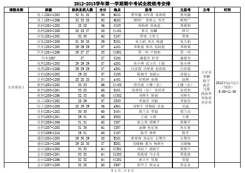2012-2013年期中考试安排R
